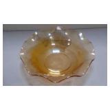 Vintage Jeanette Marigold carnival ruffled bowl