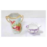 antique Hand painted Nippon porcelain floral vase