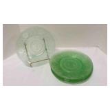 Vintage green Tiara glass Sandwich dinner plates
