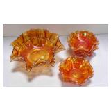 Vintage Imperial carnival glass ruffled bowl