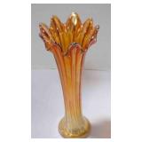 Vintage Marigold carnival glass swung vase