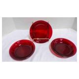 Vintage Anchor Hocking Royal Red dinner bowls x3