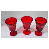 Vintage Jamestown Fostoria Ruby Red Goblets x3