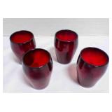 4 Vintage Ruby Red cups (bubbles inside)