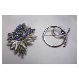 Silver Tone CATHE Brooch & Silver Tone Aurora