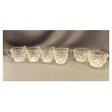 Vintage Clear Glass Creamer and Sugar Bowl Cubist