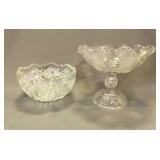 8" Hobstar and Arch Pattern Pressed Glass Bowl