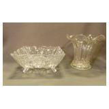 8" Footed Lead Crystal Glass Bowl - Intricate Cut