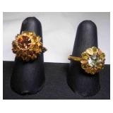 2 Vintage AVON Rings - Gold Tone Sunflower w/
