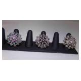 3 Silver Tone Oversized Snowflake Rhinestone