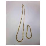 12/20 KT Gold Field Rope Chain Necklace & Matching