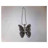 Vintage Butterfly Pendant Necklace Featuring Black