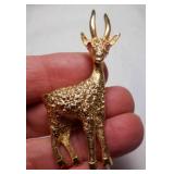 Vintage CATHE Gold Tone Gazelle Figural Brooch w/