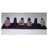 4 Oversized Rhinestone Fashion Jewelry Rings