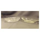 Two Vintage Clear Glass Serving Bowls - Oval or
