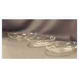 Three Glass Relish Dishes 8" - 9" Long 2" Deep