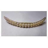 CATHE Gold Tone & Pearl Crescent Moon Brooch