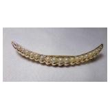 CATHE Gold Tone & Pearl Crescent Moon Brooch