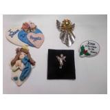 Silver & Gold Tone Angel Pin OR Necklace Pendant &