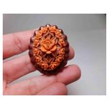 Vintage Carved Bakelite or Plastic Flower Brooch