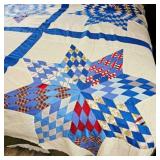 Vintage Quilt Top Hand Pieced 83" x 85" 4 Stars