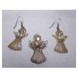 Vintage Sterling Silver Filigree Pierced Angel