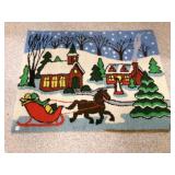 Vintage Christmas Horse drawn Sleigh Hook Rug