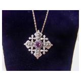 Jerusalem Jordan Stamped Silver Cross Necklace