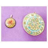 Vintage India Micro mosaic Pendant Turquoise &