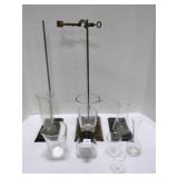 Vintage Science Lab bottles & Metal Stand Holders