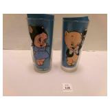 Pepsi 1973 Porky Pig & Petunia Glasses