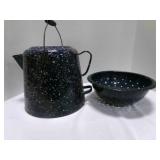 Blue Speck Enamelware Large Coffee pot, no lid