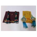 2 Native American Beaded Dangle Earrings