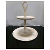 Wood 2 tier dessert stand 13" Tall-has some water