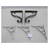 3 Aluminum Brackets 4", 2 metal 5" Brackets