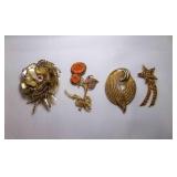 Antique Art Deco Celluloid Flower Brooch Filigree