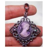 UNBRANDED Purple Tone Cameo Necklace Pendant