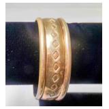 Vintage Brass Cuff Bracelet w/Diamond Design