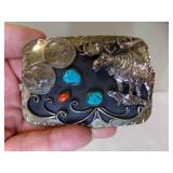 Southwestern Sliver Tone Moose Belt Buckle
