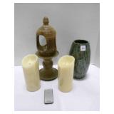 Blue Pottery Vase, Brown pottery Candle Holder