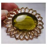 Vintage Gold Tone CATHE Sunflower Brooch w/Large
