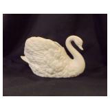 White Ceramic Swan Planter - Satin Glaze Finish