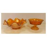 Vintage 7" Marigold Carnival Glass Bowl Vintage 5"