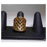 Vintage Gold Vermeil 925 Woven Concave Cigar