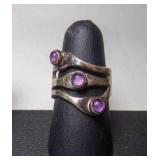 Vintage Mexico Sterling Silver Amethyst Ring Size