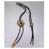 2 Native American Braided Leather Bolo Ties