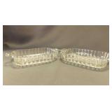 2 Anchor Hocking Clear Glass Relish or Candy Dish