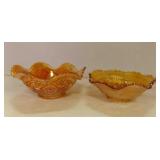 Vintage 6" Marigold Carnival Glass Bowl - "Hobstar