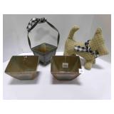 Galvanized metal Flower basket planter, 2 metal