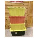 4 Storage Tubs-black & yellow 27 gal.